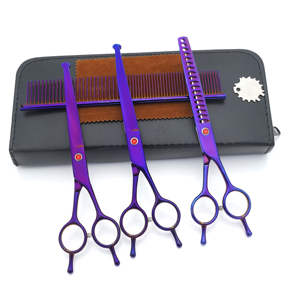 Ventas directas de fábrica para mascotas de acero inoxidable de 7 pulgadas tijeras de aseo para mascotas tijeras de corte de pelo para perros tijeras finas de espina de pescado