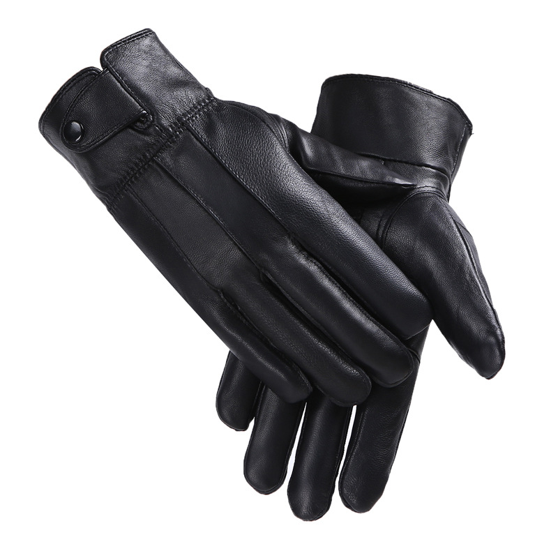 Black Leather Gloves for Men Women Winter Driving Riding Daily Use