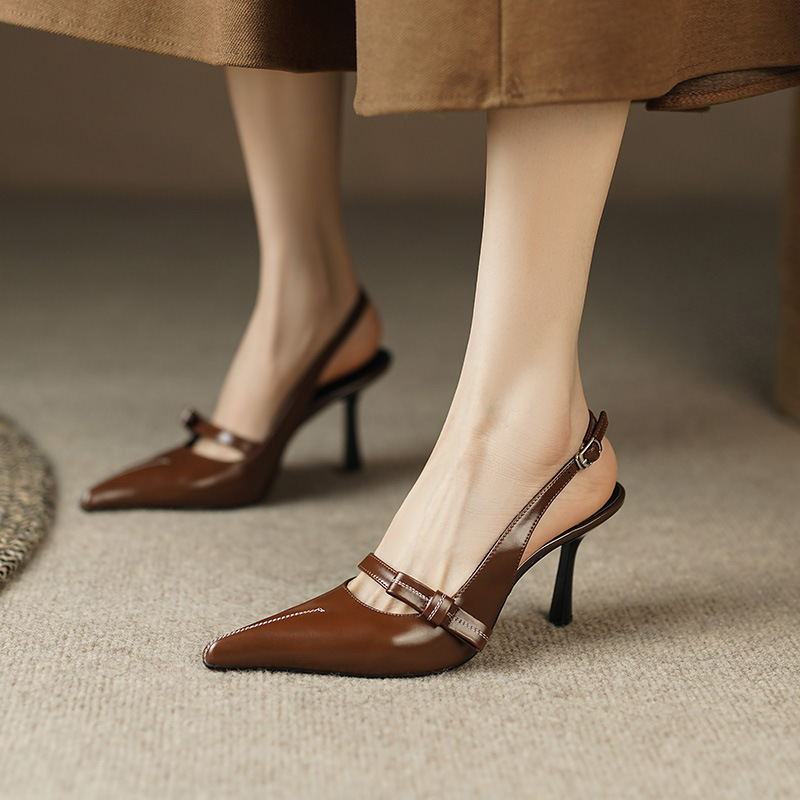 Baotou Sandals for Women 2026 Summer New Fashion High Heels French Retro Style Single Strap Stiletto Pointed Toe Shoes
