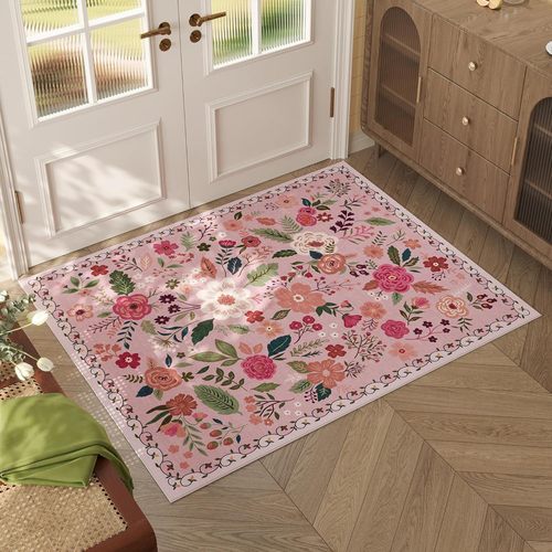 Cross-border flower carpet bathroom mat bathroom absorbent mat household durable anti-slip front door mat bedroom bed side mat