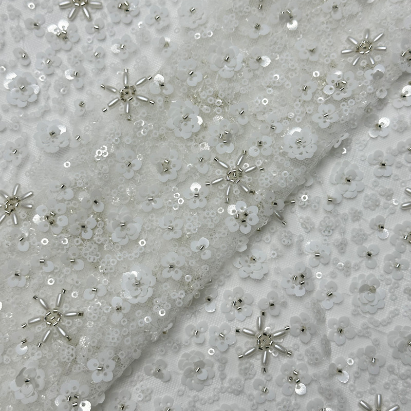 Tejido bordado sequinado bordado tela de cuentas tubo bordado tela de cuentas vestido de boda tubo bordado tela de vestido image 15