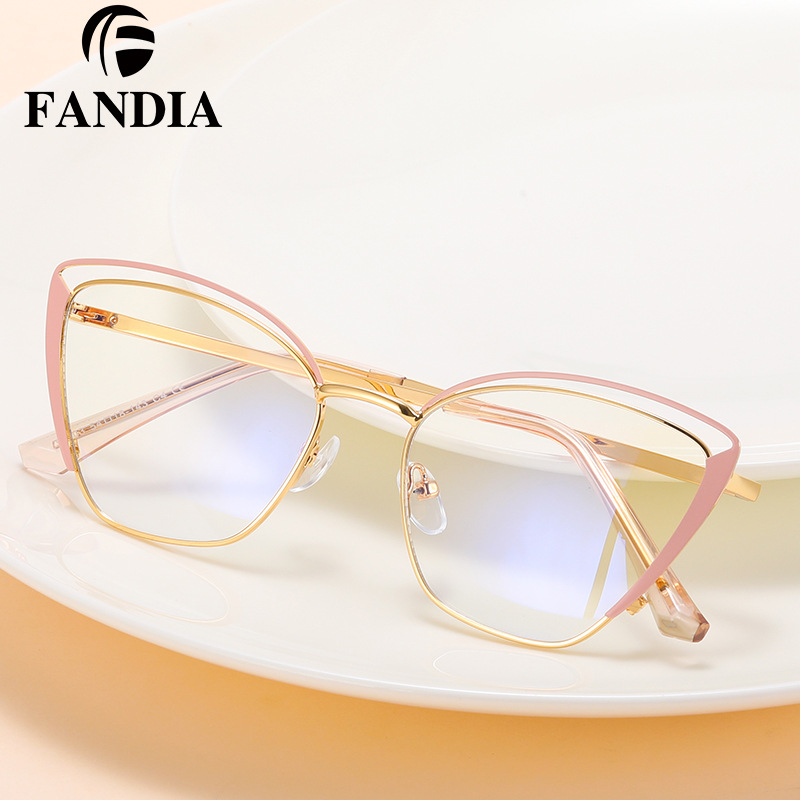 91203 completo marco metal anti-azul gafas de luz Moda miopía gafas marco cómodo primavera pierna llano gafas