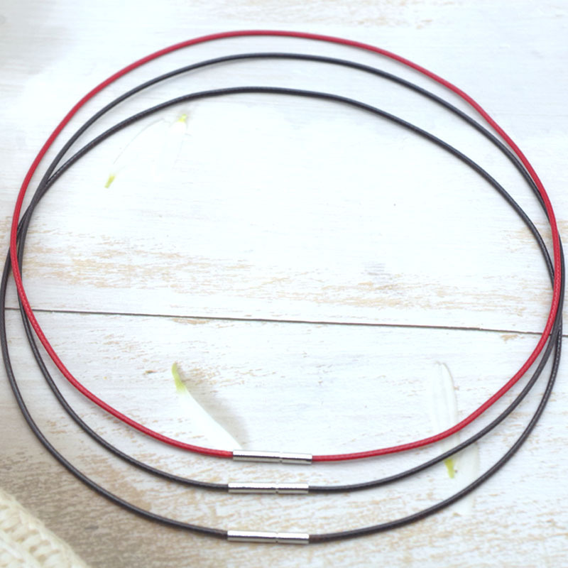 Handmade Necklace Rope Lanyard Wax Leather Rope Stainless Steel Buckle Men and Women Cool Black Clavicle Necklace Rope Clavicle Chain Leather Rope