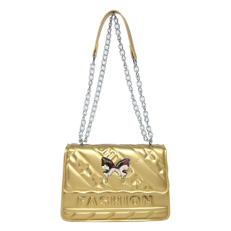 Casual simple color sólido moda 2025 nueva cadena de moda diamante hombro de mano bolso pequeño para mujeres