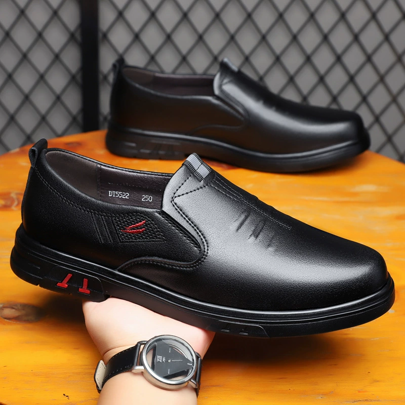 2023 Весна и осень, Новая повседневная мужская обувь, Корейская мужская деловая повседневная обувь на шнуровке, мужская кожаная обувь, туфли на плоской подошве, кожаная обувь