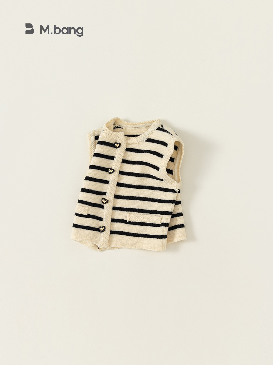 Babycity primavera Chaleco de los nuevos niños versátil cardigan niñas rayas de punto chaleco ropa para niños QY23117