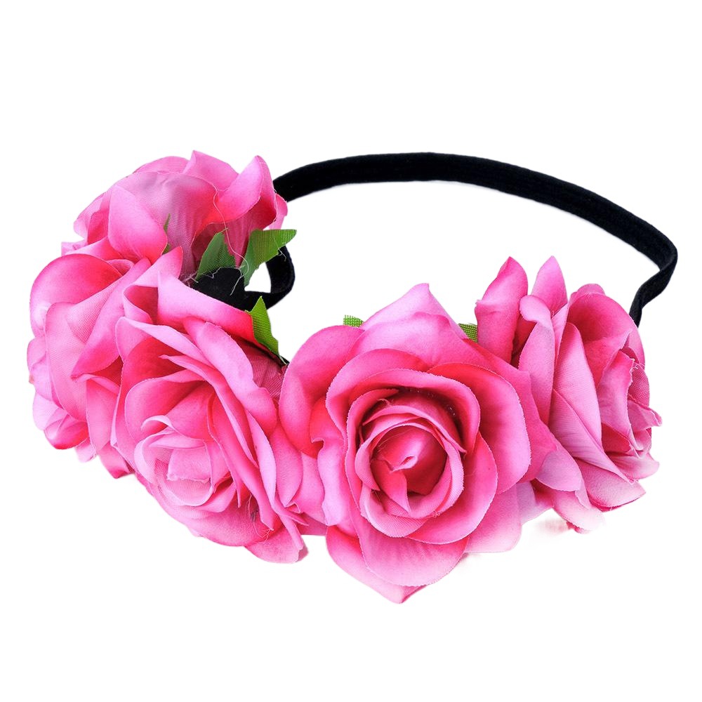 Comercio exterior terciopelo Rosa guirnalda banda de pelo tela de seda Rosa diadema playa vacaciones tocado foto de los Niños Accesorios para el cabello
