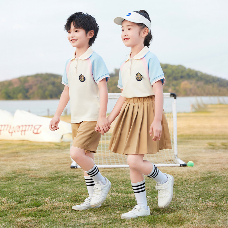 School uniform set for elementary school students, spring and autumn styles, kindergarten uniforms, summer children's clothing, pure cotton sportswear, class uniforms, two-piece set