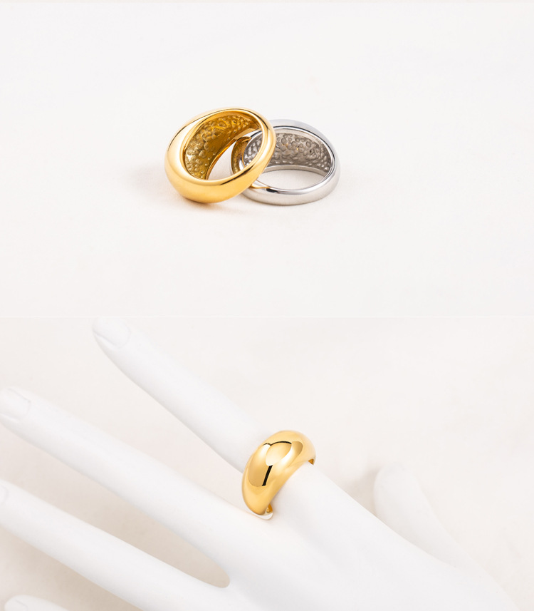 Fashion Solid Color Titanium Steel Plating Rings 1 Piece