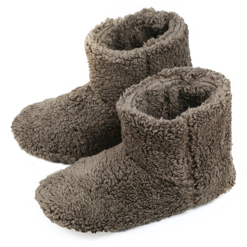Winter Japanese-style high boots with heels, confinement shoes, high-top plush indoor home cotton shoes, warm furry slippers for women