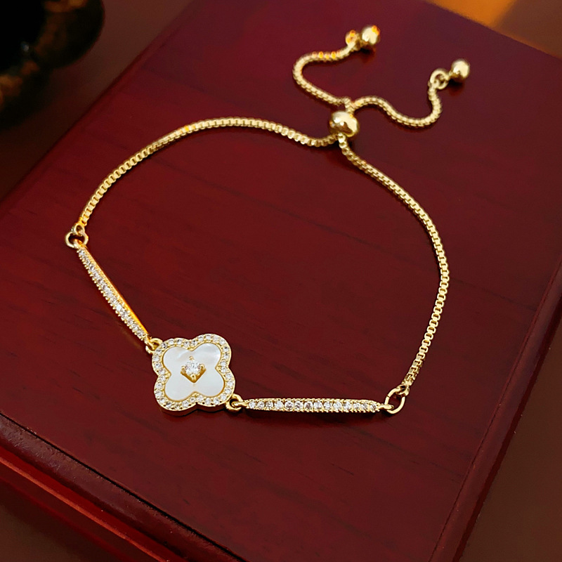 Oro real flor de fritillaria pulsera de zircon pulsera temperamento de moda coreana nicho lujo ligero joyas al por mayor