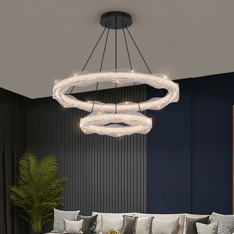 Luz de lujo ligera italiana lámpara de sala de estar 2026 nueva alta sensación de platino resina cristalina lámpara de dormitorio comedor 255L