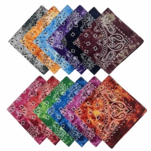 Cross-border pure cotton mixed color Hip-Hop bandana hip-hop tie-dye sunflower cashew square bandana wholesale and retail
