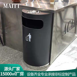 超市售楼部半圆靠墙式垃圾桶酒店商场电梯口带烟灰缸垃圾桶带内胆