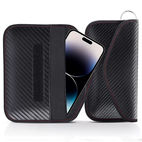 2026 New Amazon Hot-Selling Carbon Fiber Anti-Rfid Phone Bag Signal Blocking Bag
