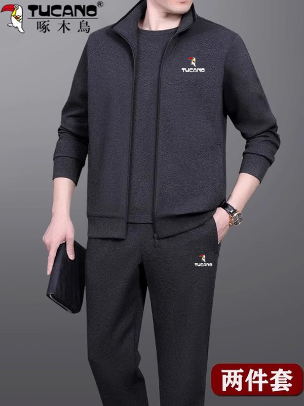 Woodpecker Middle-Aged and Elderly Men's Sportswear Casual Long-Sleeved Sweatshirt Spring and Autumn Two-Piece Casual Sportswear Dad Wear