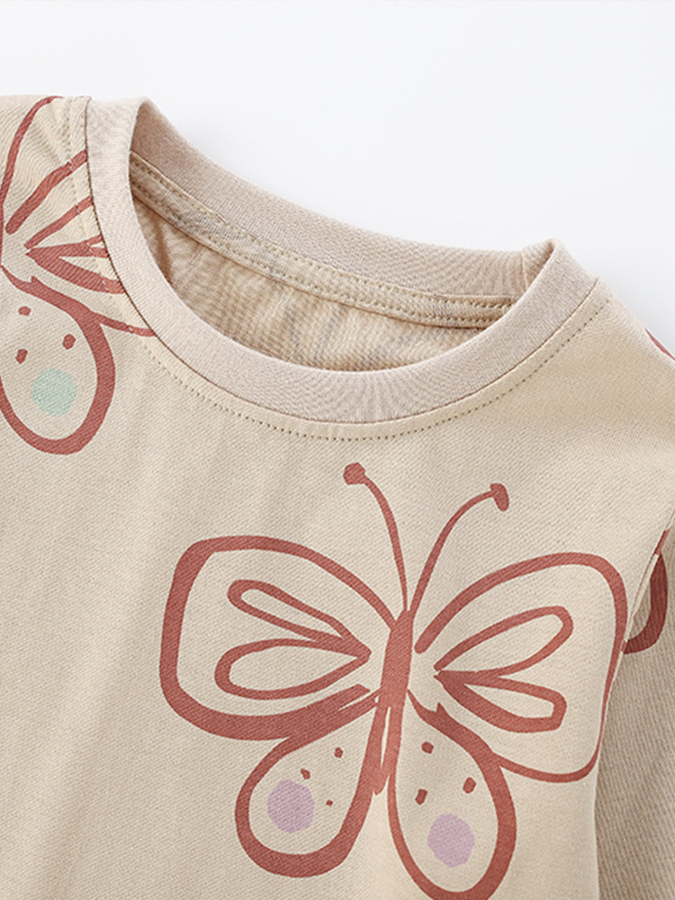 Cross-border malwee servicio a domicilio para niñas otoño e invierno nuevo traje europeo y americano para niños pequeños y medianos camiseta de cuello redondo pantalones de cintura elástica