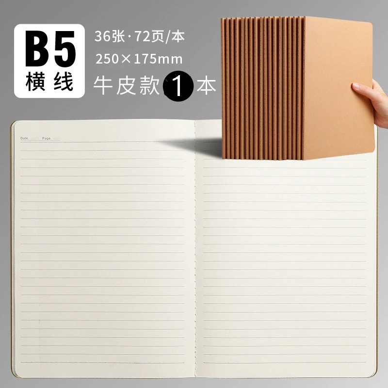 Notebook A5/B5, covers in leather/cowhide/black card — lined/blank/grid/square pages