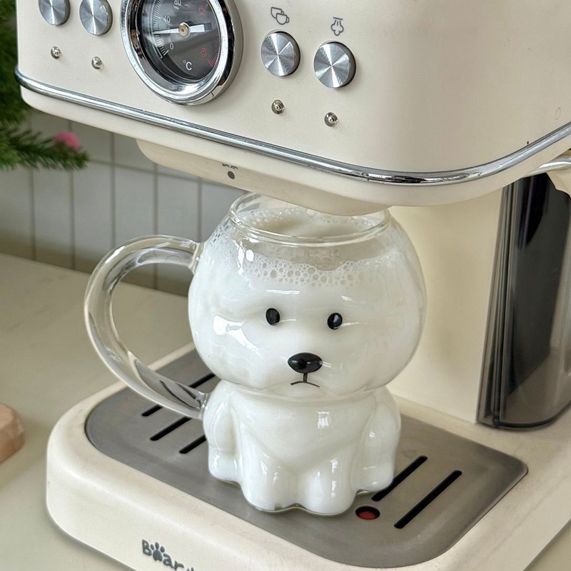 Inswind Cute Bear Glass, tazas de cachorro domésticas, tazas de café de oficina de gran capacidad, regalo de cumpleaños