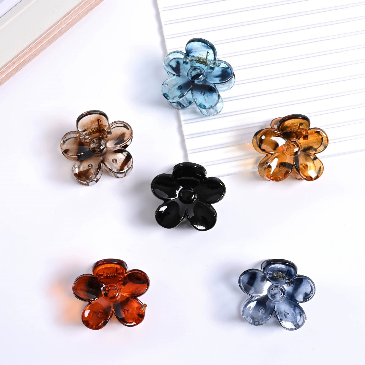 (Cross-border trading), plastic crab pin, transparent hair accessory, hairgrip, flowered