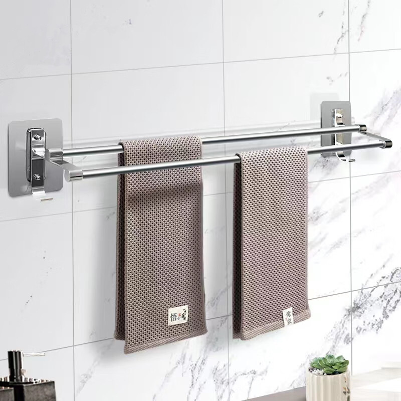 Seamless Towel Rack Space Aluminum Bathroom Bathroom Double Bar Black Towel Bar Bath Towel Storage Wall Hanging Bathroom Seamless Towel Rack Space Aluminum Bathroom Bathroom Double Bar Black Towel Bar Bath Towel Storage Wall Hanging Bathroom