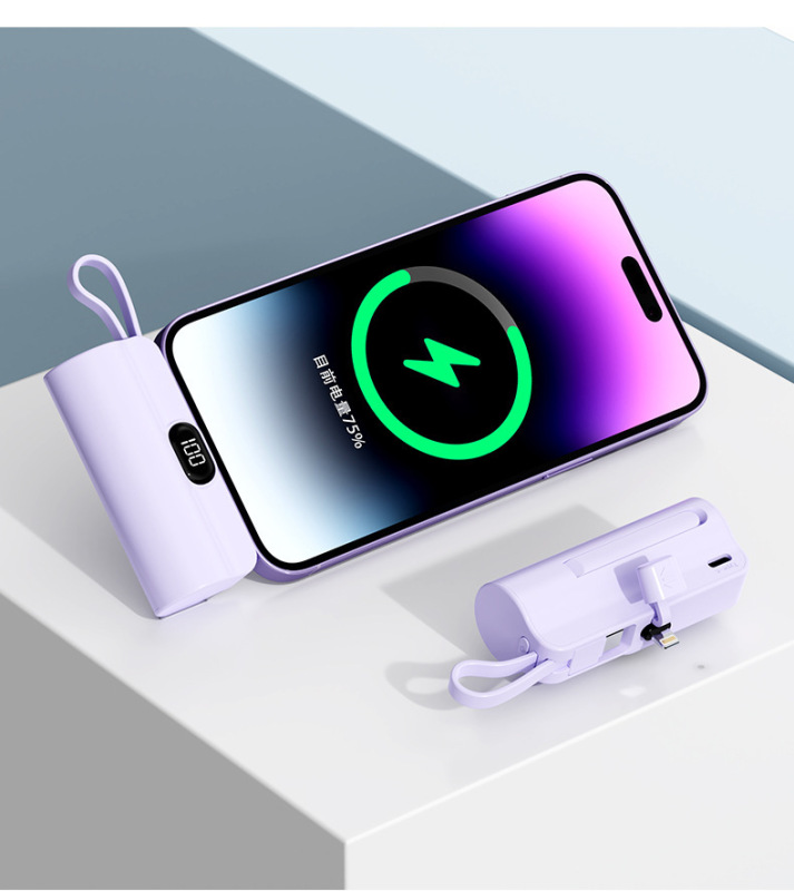 国境を越えた人気のカプセルミニパワーバンク 5000 mAh コンパクトモバイル電源には、カスタマイズ可能なロゴが付属したケーブルが付属しています|undefined