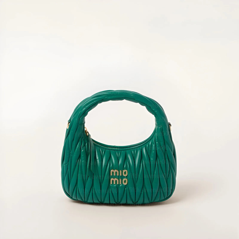 在庫あり miu ボウリングバッグ レディース テクスチャー ホーボー プリーツ クレセントバッグ ポータブル バゲットバッグ 脇バッグ クラウドバッグ|undefined