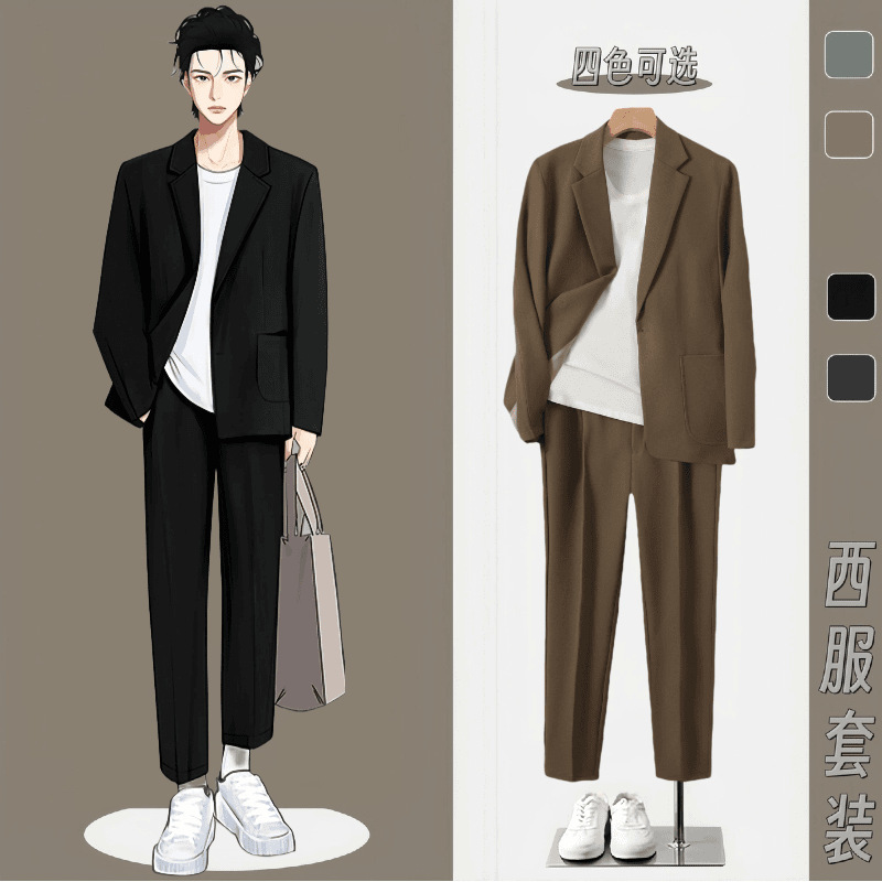 Casual Suit suit Men's Korean Style Loose Formal Dress Wedding Engagement Dress Boys' Suit Jacket Suit Uniform