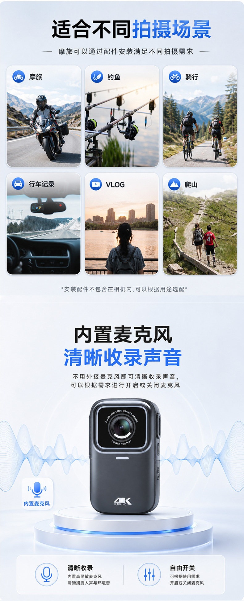 Shangu G11 Thumb Action Camera Motorcycle Dashcam 4K HD Riding Vlog Non-360 Panorama