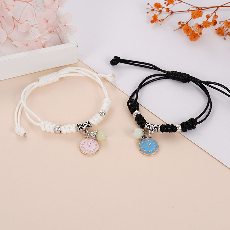 Wax line Chain Material Cute Moon Starfish Cat Alloy Luminous Beads Wax Line Woven Chain String Bracelets Wholesale