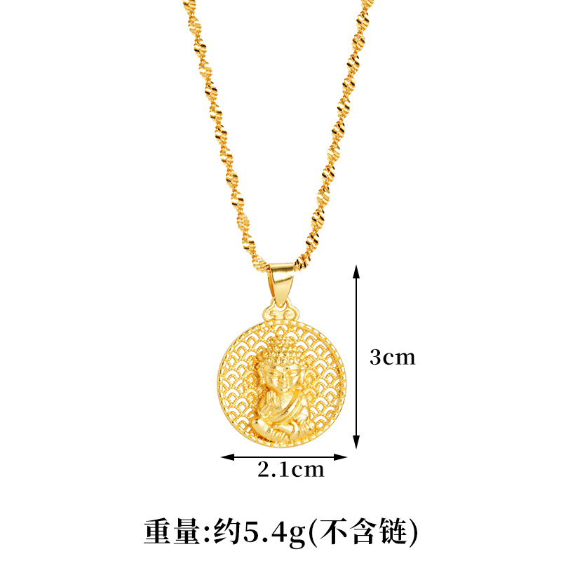 Nuevo colgante de oro de arena de estilo chino antiguo, marca de Buda de la marea nacional Tathagata colgante auspicioso temperamento masculino y femenino, joyería chapada en oro de cobre al por mayor