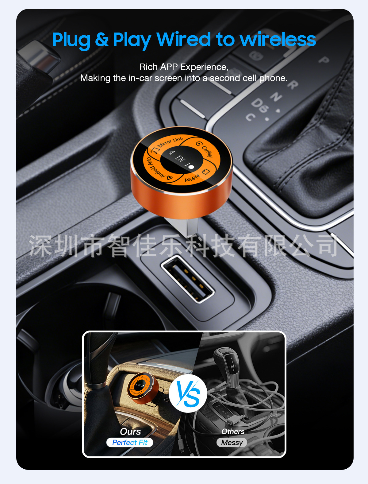 Cross-Border Best-Selling Four-In-One Wireless Carplay Box for Android and Apple, Android Mirroring Screen Projection, In-Car Smart Device