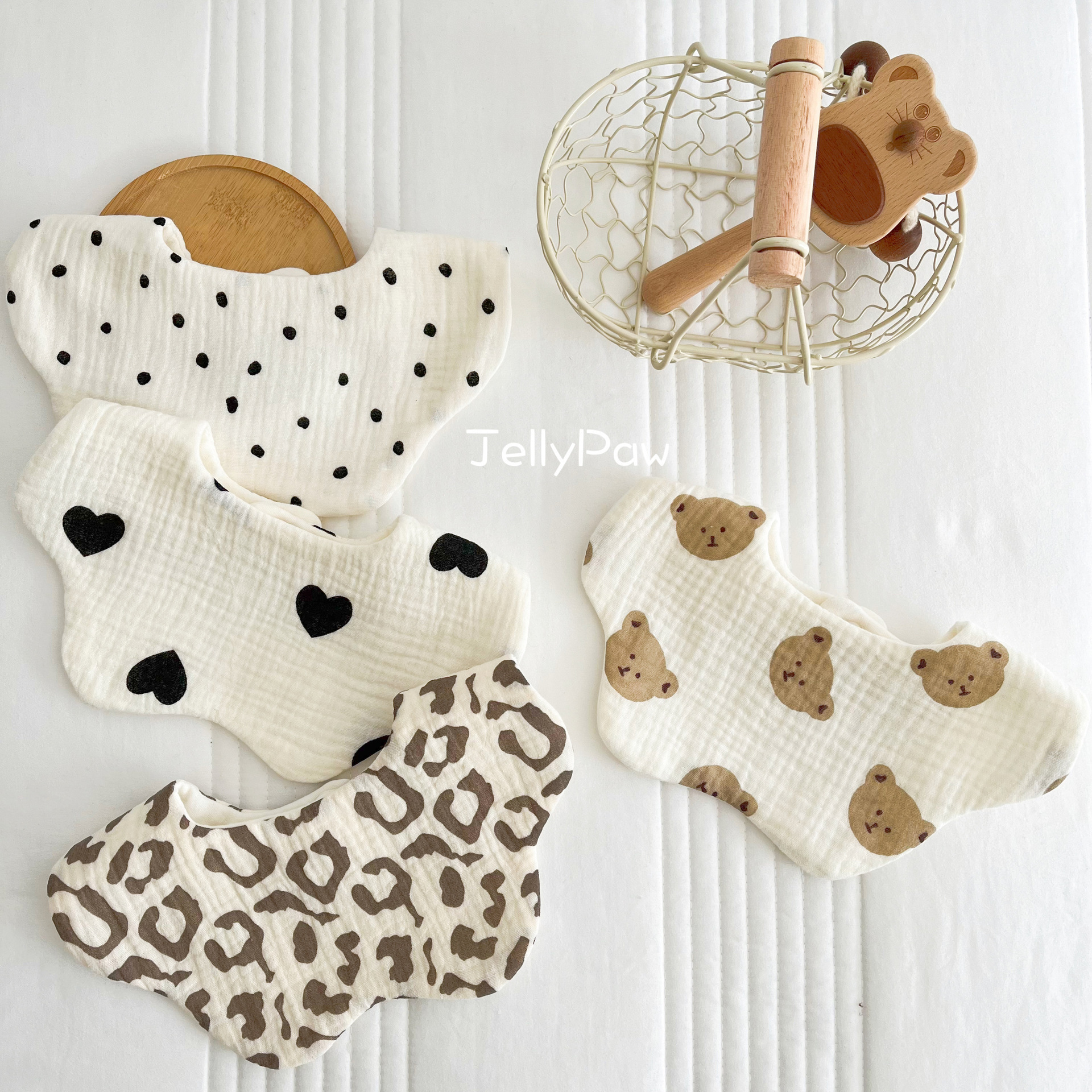 Ins Baby 6-Layer Pure Cotton Gauze Floral Bib Baby Saliva Towel Newborn Anti-Spit-Up Bib Absorbent and Soft