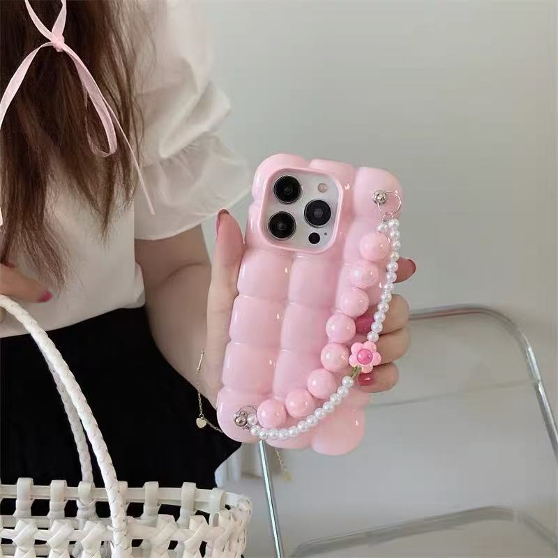 Waiffin de huevo a cuadros de color sólido retro para iPhone16 Apple 15ProMax funda para teléfono móvil 14/13 pulsera 16P