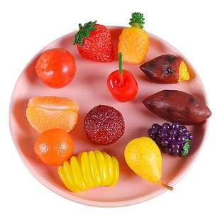PVC simulation mini fruit food play model ornaments strawberry lemon slices pineapple fake fruit props backpack pendant