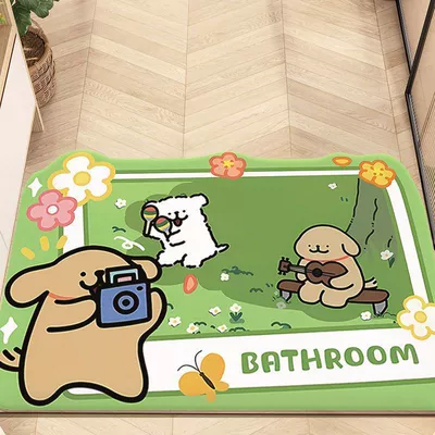 Avtomobil döşəmə paspasları — Mat Toilet Door Wear-resistant Non-slip - piano-puppy-4060cm25mm-diatom-mud