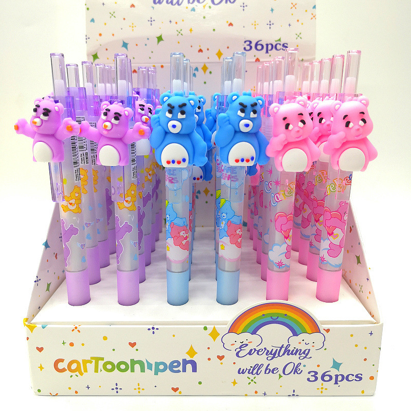 Amor oso cuidado osos lindos dibujos animados pulsar bolígrafos neutros de alto valor de firma bolígrafo azul fuera