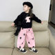 23335 Hula Hoop Sweater Girls Sweater 2024 Winter New Black Solid Color Cartoon Sweater Women's Treasure Round Neck