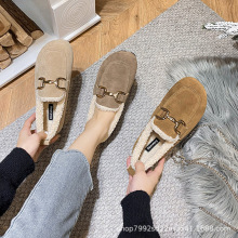 棉鞋女冬加绒一脚蹬爆款山羊毛豆豆鞋子2024年新款厚底毛毛鞋外穿