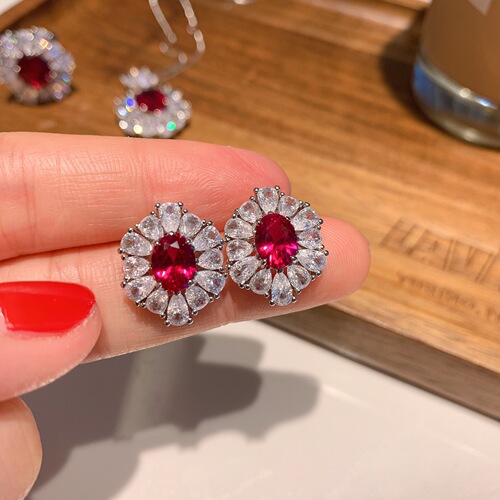 Zhuang Sheng Sheng Jewelry Fashion Jewelry Set Simulated Blood Red Pearl Pendant 10*12 Earrings and Ring 6*8 Three-Piece Set