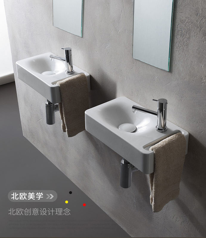 Hanging Wash Basin Ceramic Wash Table Small Apartment Wall-Mounted Wash Basin Table Basin Wash Basin Mini Wash Basin