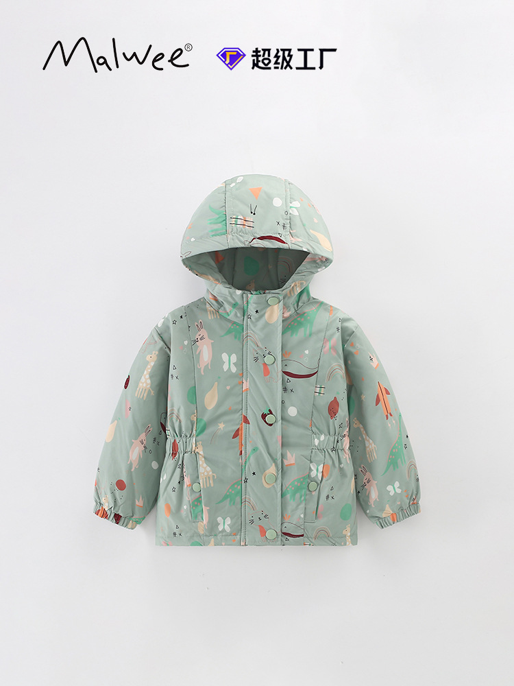 Cruce fronterizo malwee chaqueta de niñas primavera nueva camiseta con cremallera para niños europeos y estadounidenses con capuzas