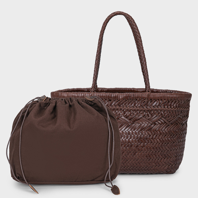 Dragón difusión primera capa piel de vaca vegetal cesta bolsa vintage cuero genuino hecho a mano tejida popular