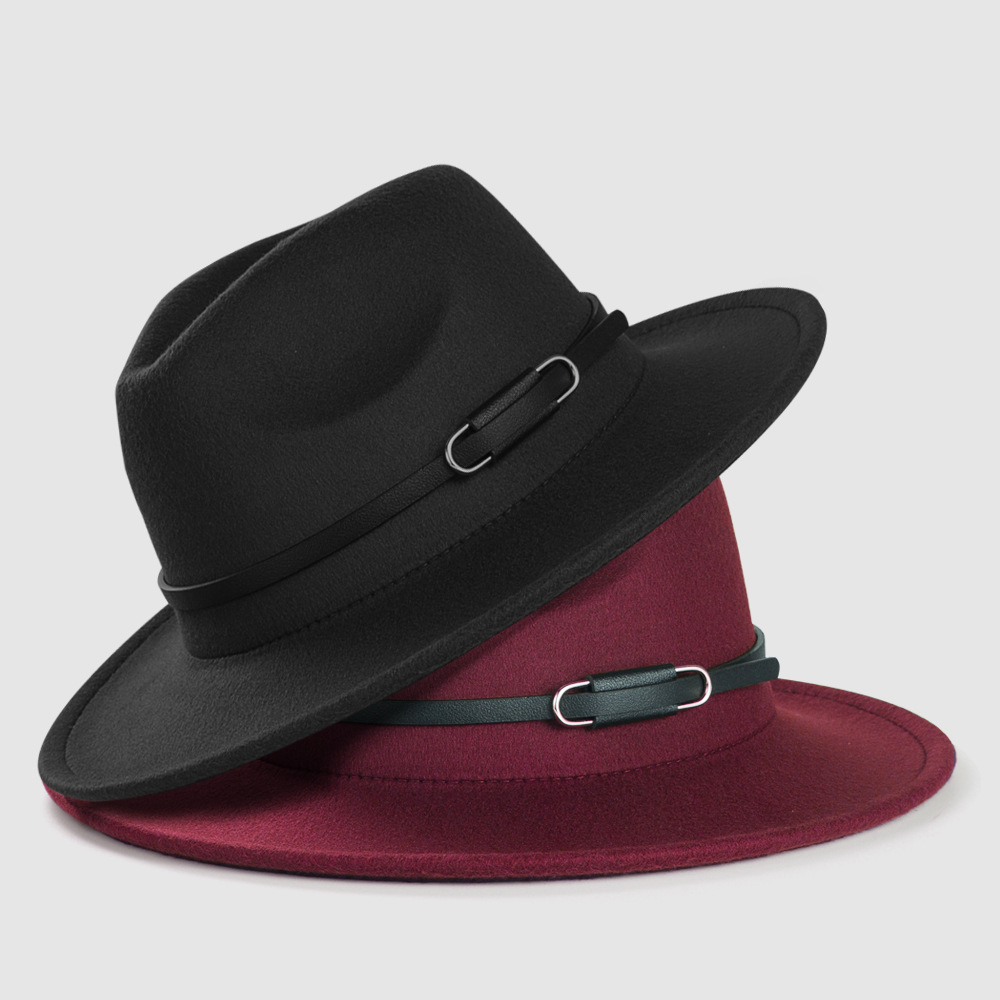 3780g Weight Cross-border Exclusively Retro Woolen Hats For Belt Accessories Felt Hat Simple Big Brim Jazz Hat