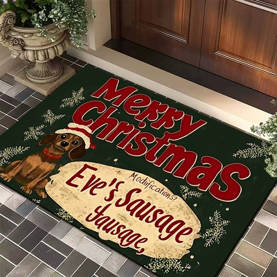dog floor mat, Christmas | Avtomobil döşəmə paspasları - christmas-dog-8-4060cmcrystal-velvet-with-dot-plastic-backing