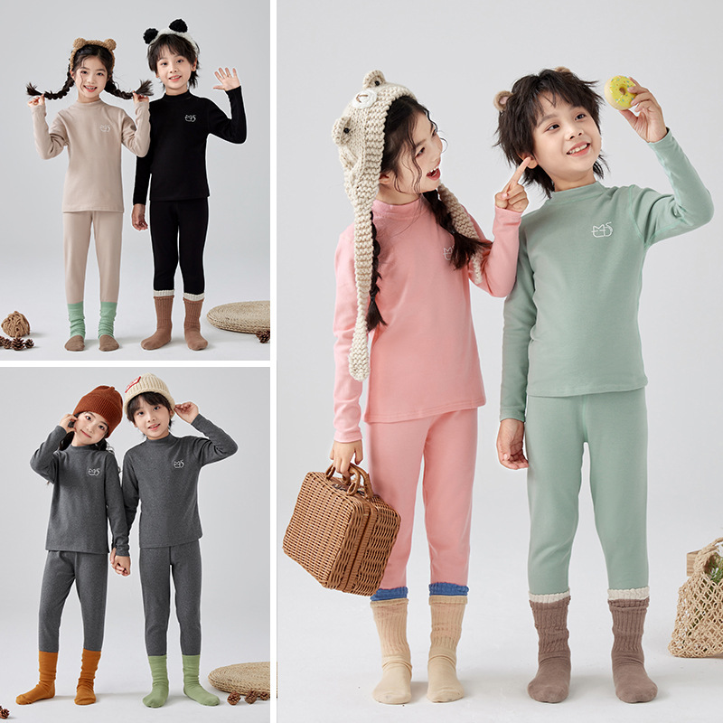아동용 가을옷, 가을바지, 남아용 순면 잠옷, 중소아동용 홈웨어, 청소년 여학생용 보온 속옷 세트
