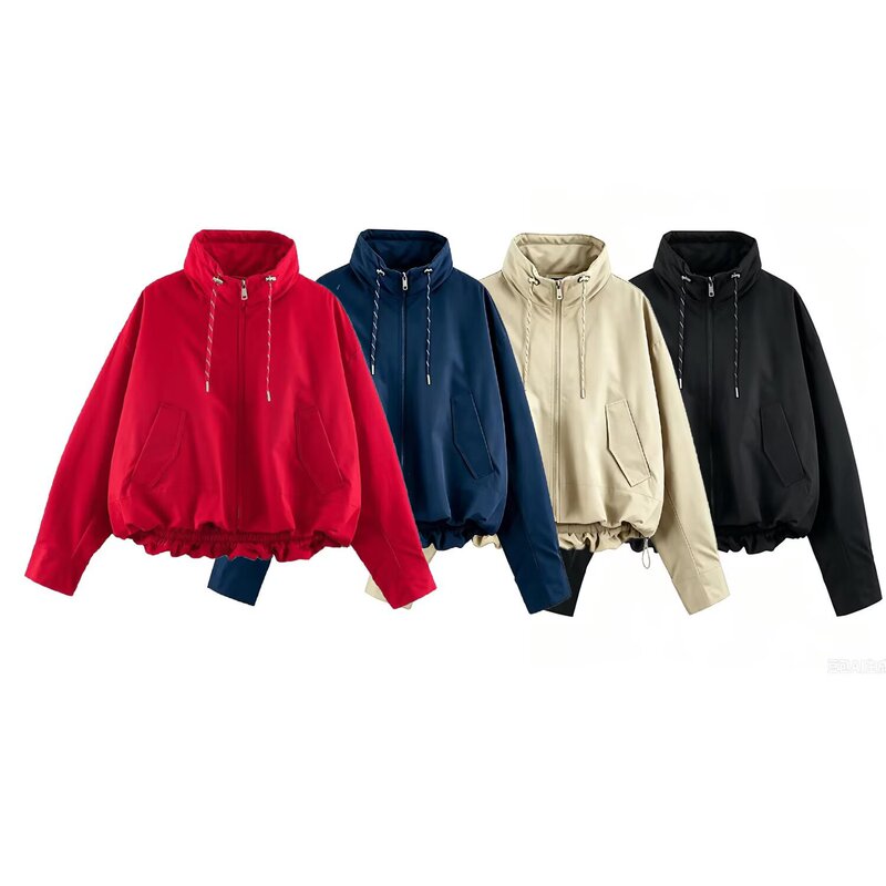 2026 European and American style autumn women's red loose casual jacket F612768 2026 European and American style autumn women's red loose casual jacket F612768