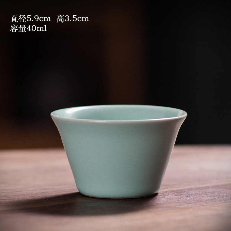 汝窯茶杯闘笠杯主人単杯陶磁器家庭用泡茶杯開片は汝磁器の工夫を養うことができます。|undefined