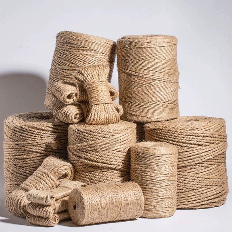 Фабричная верёвка из конопли оптом для DIY, толстая и тонкая связка, жёлтая верёвка для кошачьей когтеточки/системы для лазанья, освещающая верёвка, речной шнур, большой рулон