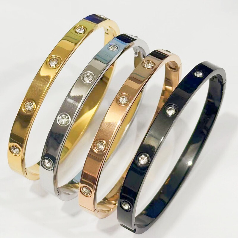 Ka Jia fashion couple light luxury stainless steel bracelet ten diamond titanium steel bracelet trend starry full diamond titanium steel jewelry